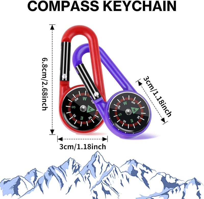 Taikula 12 Pcs Mini Compass Keychain for Kids Bulk, Small Pocket Magnetic Compass Survival Hiking for Outdoor Survival Camping Party Backpacking Accessory - Image 2